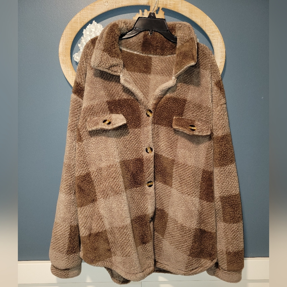Plaid Brown Sherpa Jacket